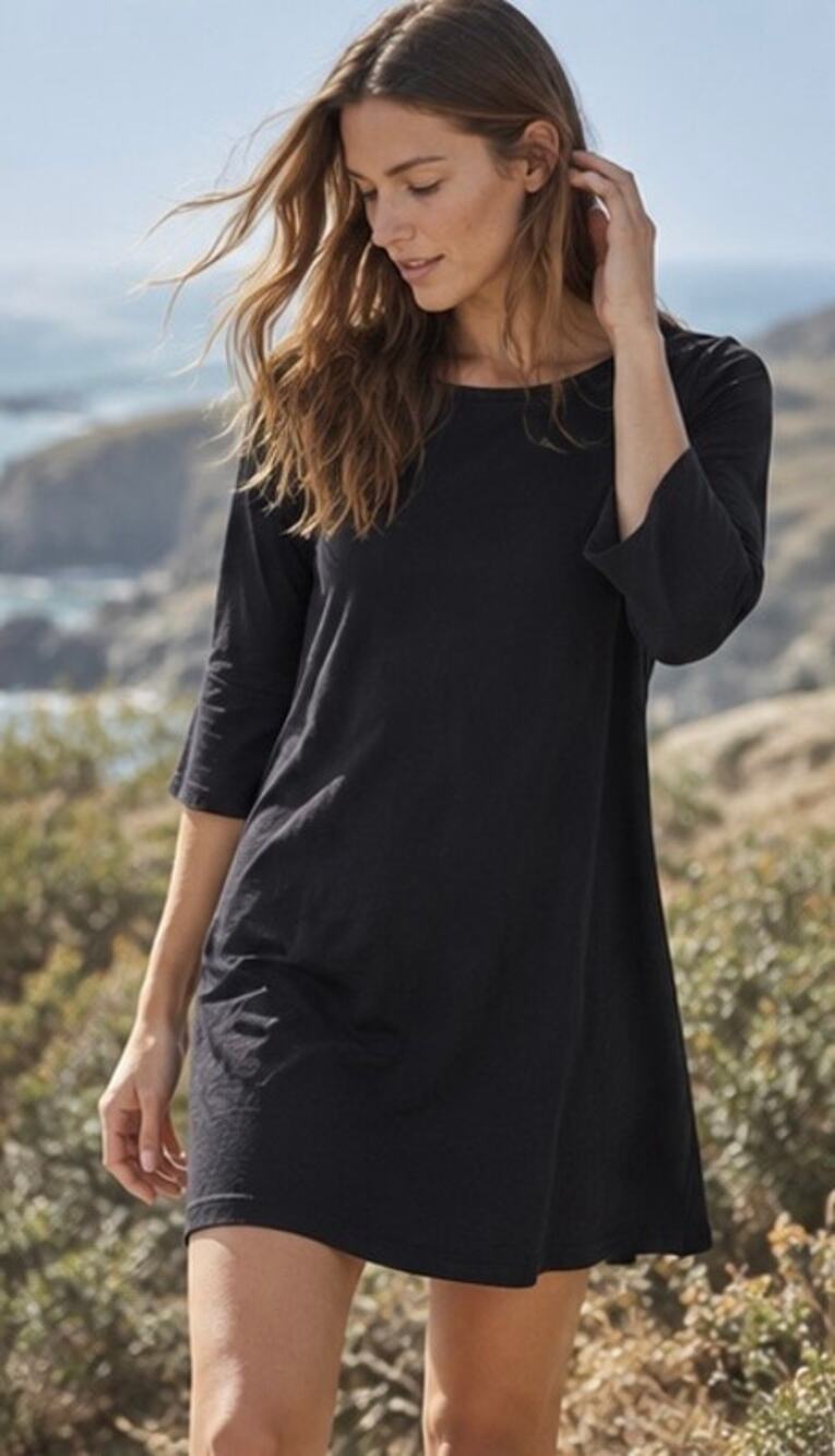 Patagonia Au Bateau Dress L Black Organic Cotton Tencel Granola Gorpcore Shift
